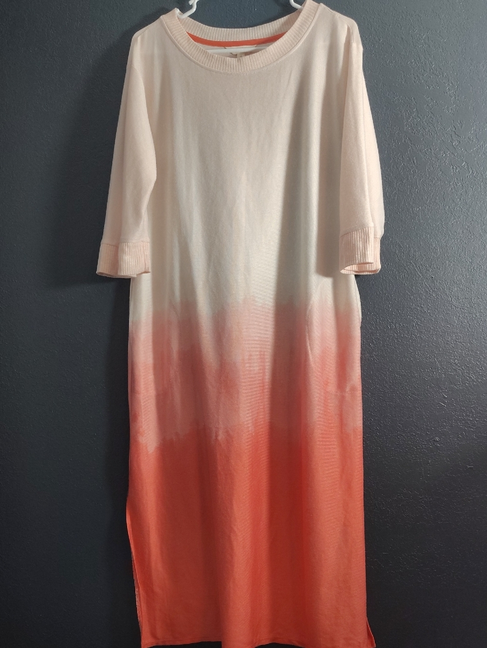 Secret Treasures Soft Stretch Cream to Coral Ombre Evening Classic House Dress